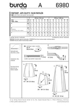 Patrón N ° 6980: Culotte falda