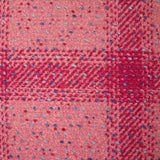 Tweed de mezcla de lana con cuadros frambuesa y fondo de confeti rosa