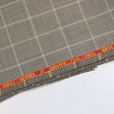 Tissu tailleur 100% laine à carreaux taupe et écru
