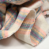 Brushed wool blend with ecru, pink, turquoise and yellow checks