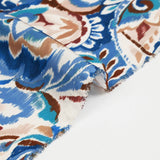 Satin polyester imprimé cachemire flou bleu