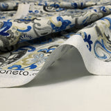 Policotton impreso azul Cachemira, beige y gris