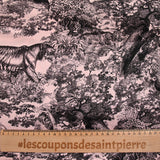 Satén de seda estampado fondo rosa selva