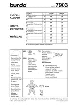 Patrón N ° 7903: Vestidos de muñecas
