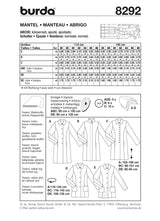 Patron n ° 8292: Coat