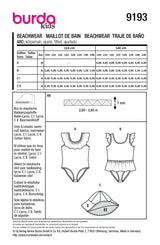 Burda kids pattern n°9193: Girls' swimsuit