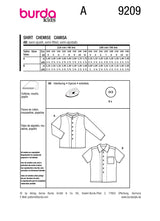 Patron Burda kids n°9209 : Chemise