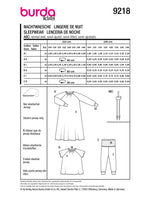 Patron Burda Enfant n°9218 : Ensemble Pyjama