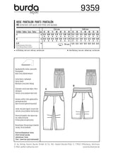 Patron Burda n°9359: Pantalon à poches enfant