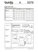 Patron n ° 9379 BURDA: Dress girl