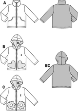 Patrón N ° 9425: chaqueta, sudadera con capucha