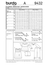 Patrón N ° 9432: pijama, ropa de noche