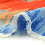Crépon Viscose Lurex Tie and Dye Bleu and Orange
