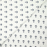 Coton imprimé ancre marine bleu foncé fond blanc