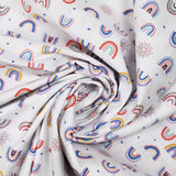 Blue rainbow printed cotton poplin