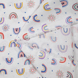Blue rainbow printed cotton poplin