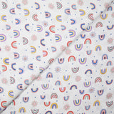 Blue rainbow printed cotton poplin