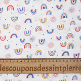 Blue rainbow printed cotton poplin