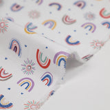 Blue rainbow printed cotton poplin