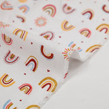 Yellow rainbow printed cotton poplin