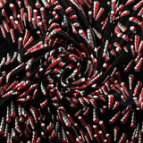 Panne de velours nuit électrique rouge et gris fond noir