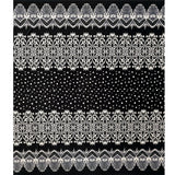 Jersey corto de terciopelo con raya ornamental y estampado de lunares marfil, fondo negro