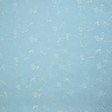 Voile de polyester brodé floral bohème bleu ciel