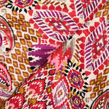 Viscose matelassée double face ikat et cachemire rose et violet au mètre