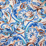 Satin polyester imprimé cachemire flou bleu