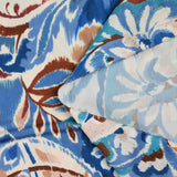 Satin polyester imprimé cachemire flou bleu