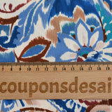Satin polyester imprimé cachemire flou bleu