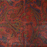 Jacquard de poliéster lamé cachemir amarillo y azul fondo rojo claro