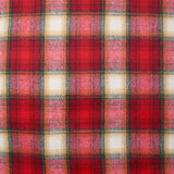 Laine mélangée carreaux gris, beige et blanc fond rouge