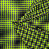 Polycoton tissé-teint à carreaux gris anthracite et vert pomme