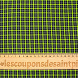 Polycoton tissé-teint à carreaux gris anthracite et vert pomme