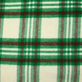 Brushed polyester wool with green and brown checks on an ecru background