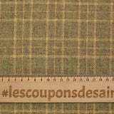 Mezcla lana franela cuadros amarillos y verdes fondo beige
