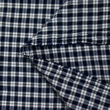 Polyester tissé-teint à carreaux blanc et bleu marine