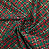 Coton tissé-teint tartan rouge et lurex doré fond vert