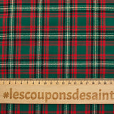 Coton tissé-teint tartan rouge et lurex doré fond vert
