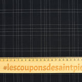 Tissu tailleur sergé laine mélangée à carreaux blanc fond marine