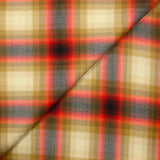 Laine à carreaux orange et beige fond écru