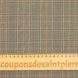Tissu tailleur laine mélangée à carreaux chocolat fond beige