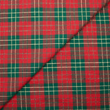 Tejido tartán de algodón teñido lurex rojo y verde oro