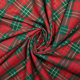 Tejido tartán de algodón teñido lurex rojo y verde oro
