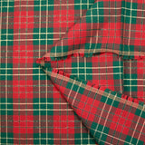 Tejido tartán de algodón teñido lurex rojo y verde oro