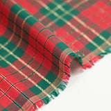 Tejido tartán de algodón teñido lurex rojo y verde oro