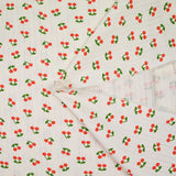 Pointelle cotton jersey cherry print off-white background