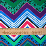Retro pink and blue chevron printed cotton poplin