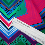 Retro pink and blue chevron printed cotton poplin